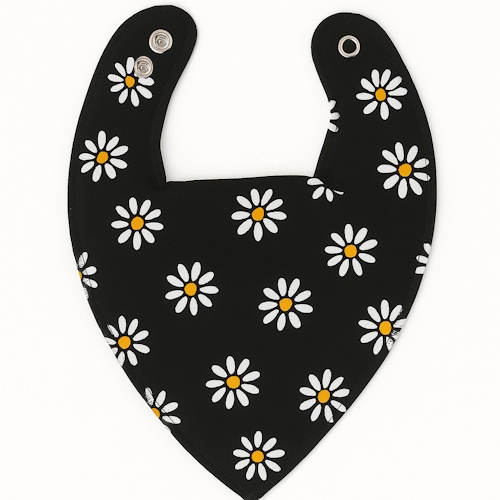 Daisies on Black DryBib Bandana