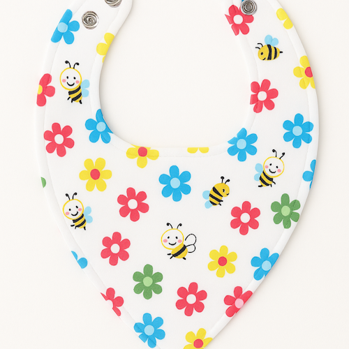 flowers and bees bandana bib